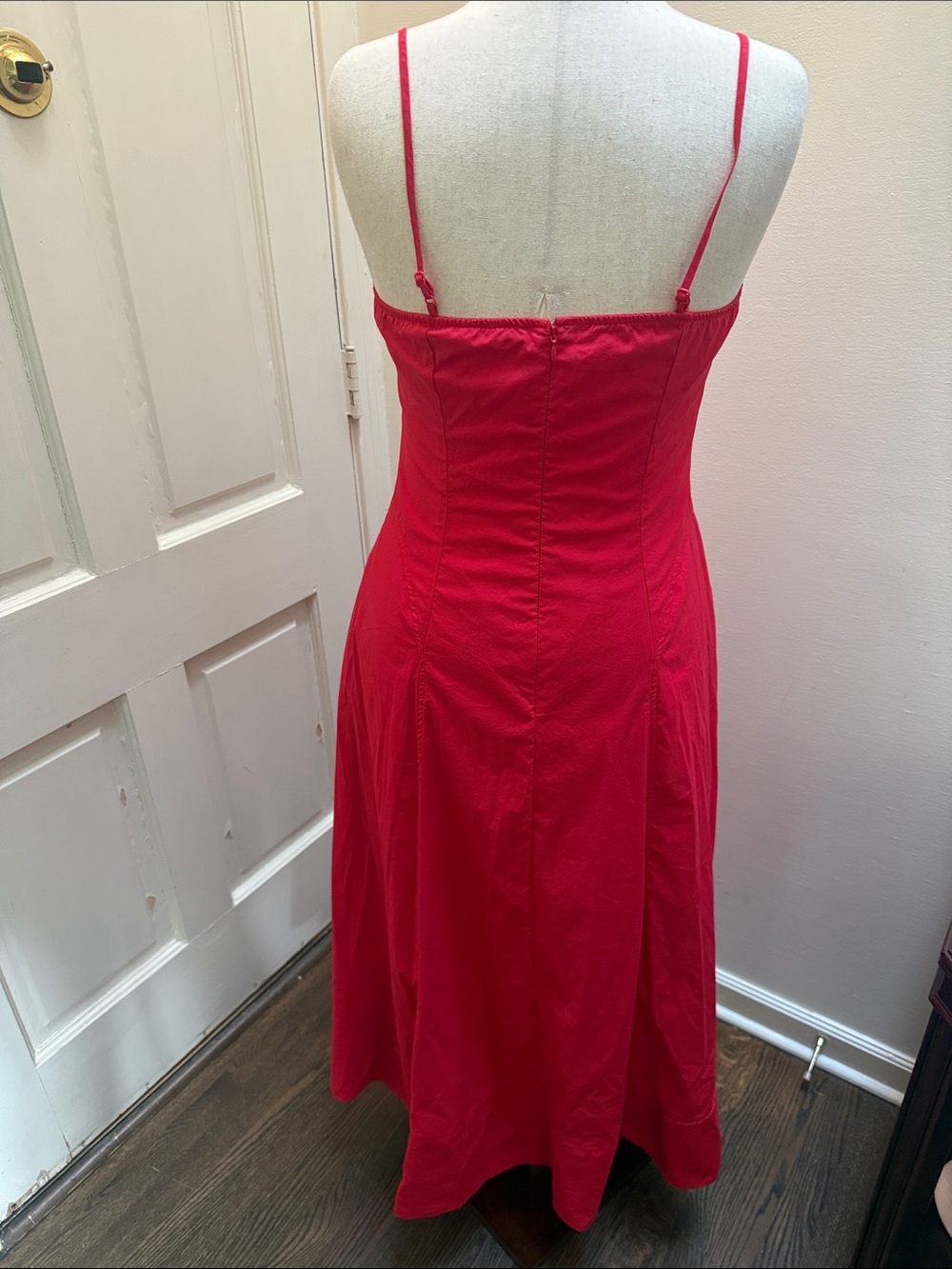 Commense Strapless Red Midi Dress with Spaghetti Straps - Picture 2 of 2